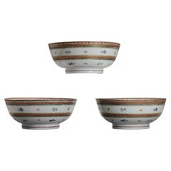Set of 3 Antique Ca 1780-1800 Qianlong/Jiaqing Islamic Chinese Porcelain Bowl