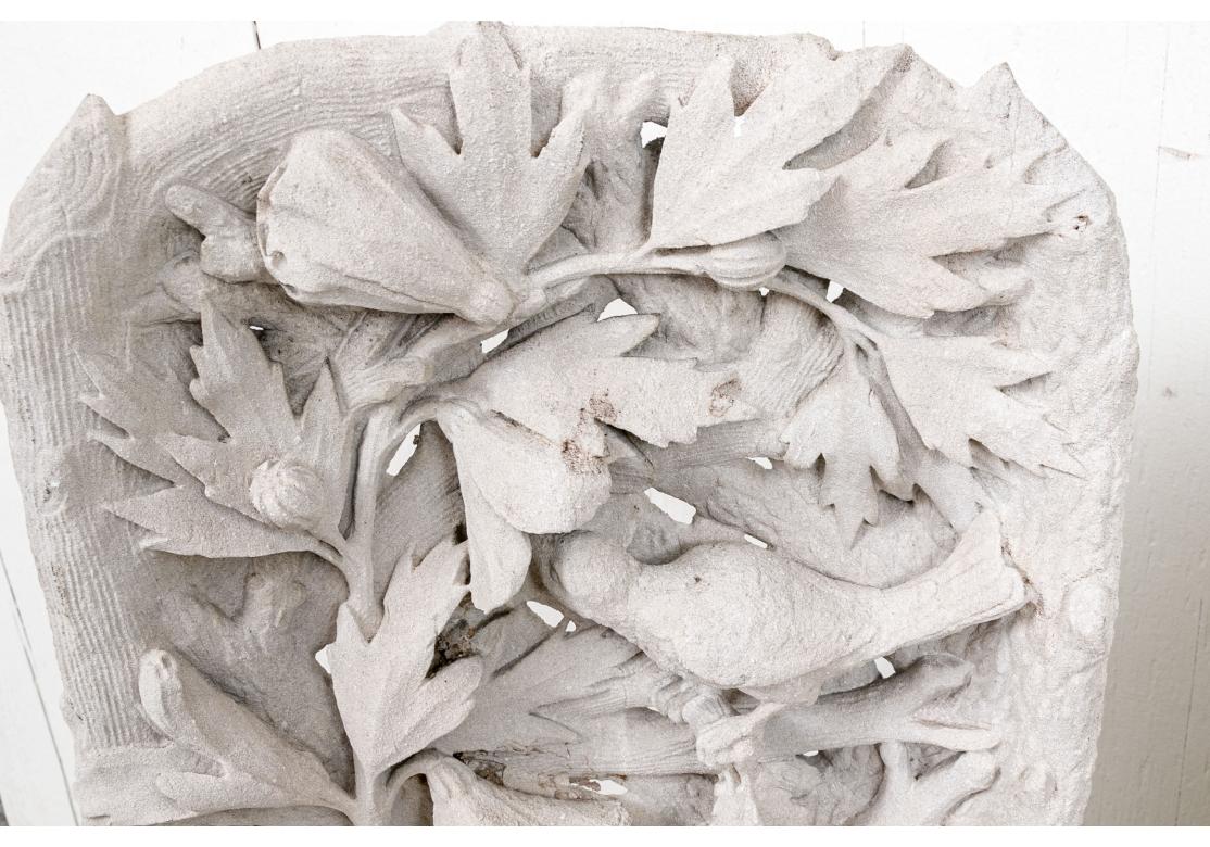 Set Of 3 Antique Carved Limestone Faux Bois Garden Chairs 3