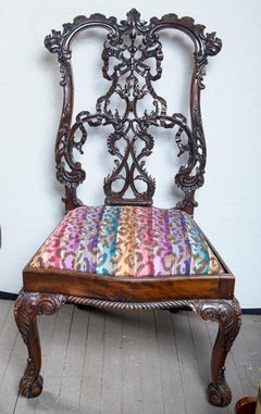 Set of 3 Antique Carved Mahogany Side Chairs