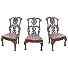 Set of 3 Antique Carved Mahogany Side Chairs Set of 3 Antique Carved Mahogany Side Chairs