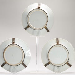 Set of 3 Antique Chinese Porcelain Blue White Set Dinner Plates, 18th Century