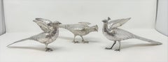 Set of 3 Antique Continental Silver '.800' Peacock Sculptures, circa 1920-1940's