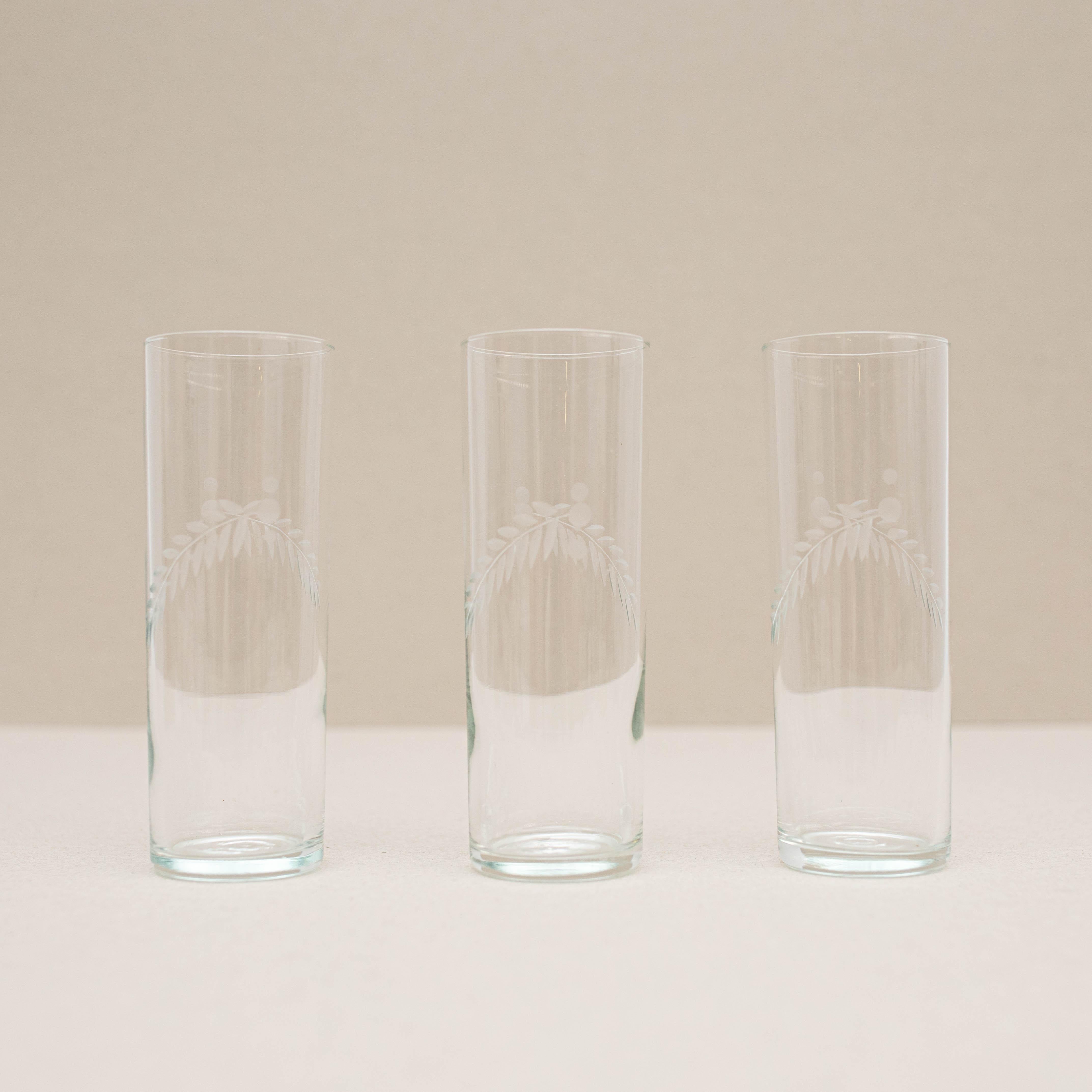 Set of 3 Antique Crystal Glasses, circa 1970 In Good Condition For Sale In Barcelona, Barcelona