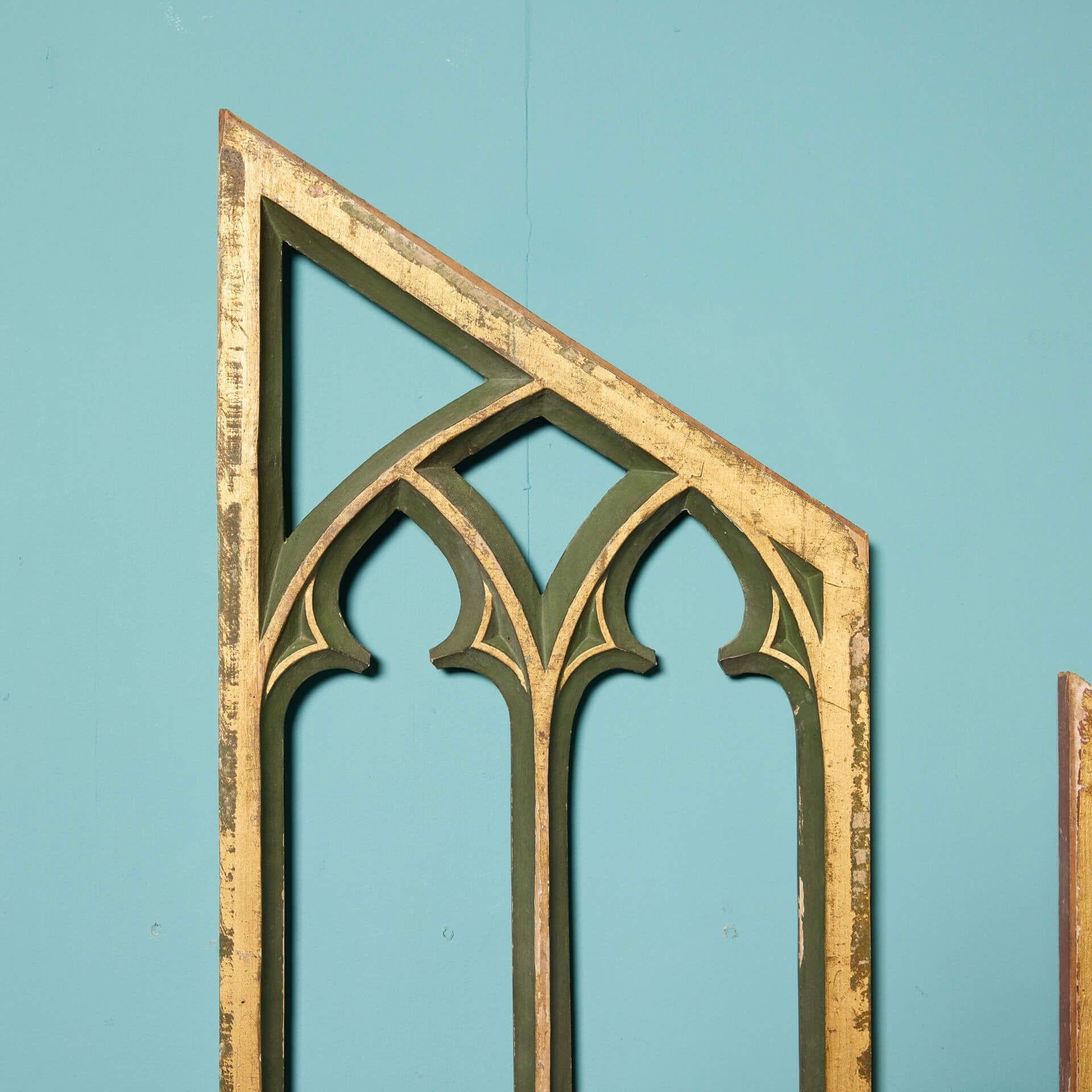 English Set of 3 Antique Ecclesiastical Diagonal Panels For Sale