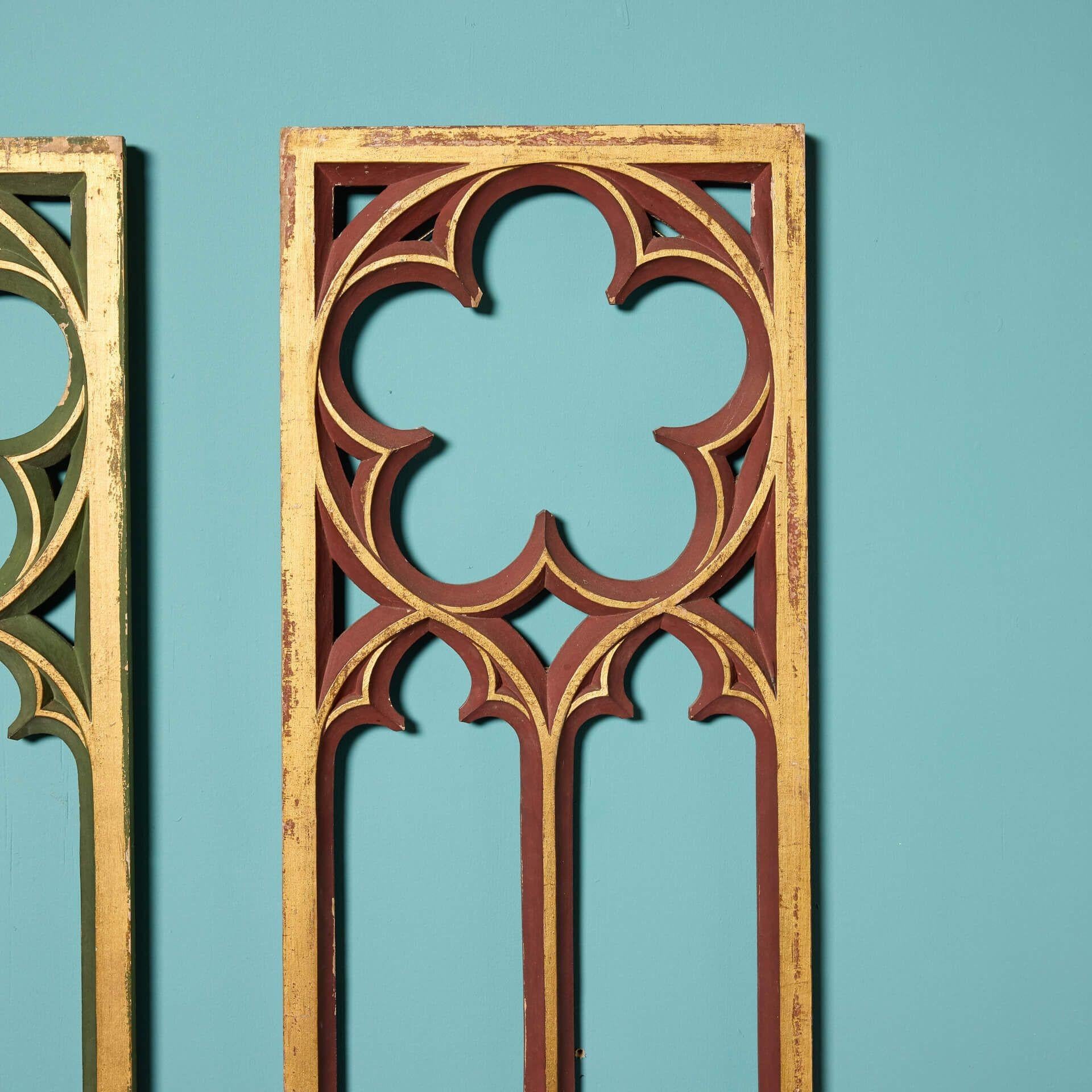 Gothic Set of 3 Antique Ecclesiastical Panels For Sale
