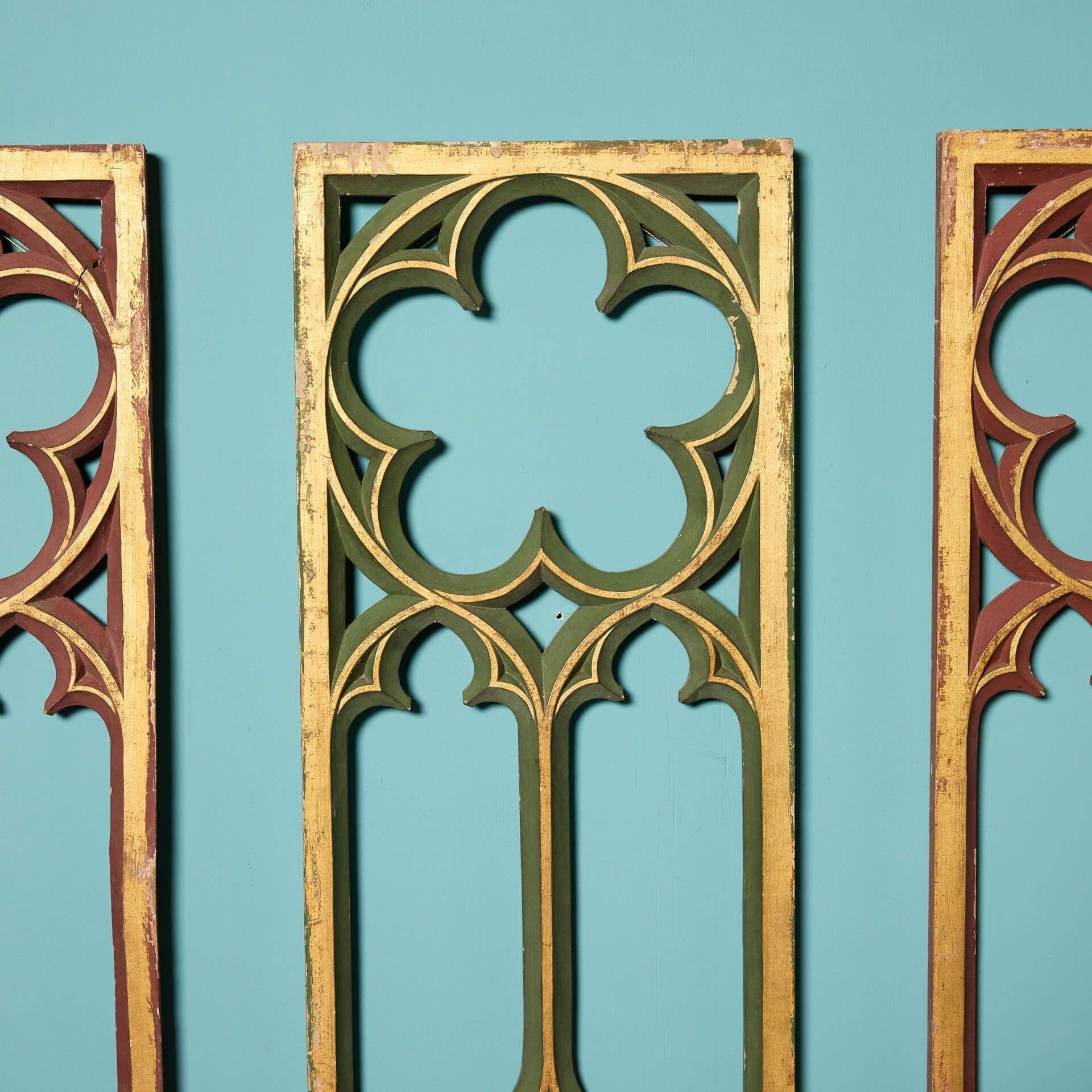 English Set of 3 Antique Ecclesiastical Panels For Sale