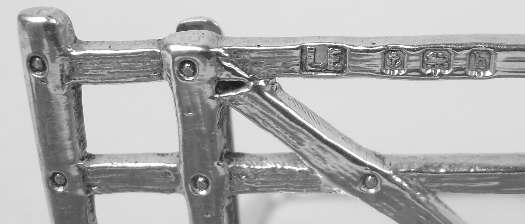 Set of 3 Antique English Edwardian Fox & Gate Place Card Holders im Angebot 5