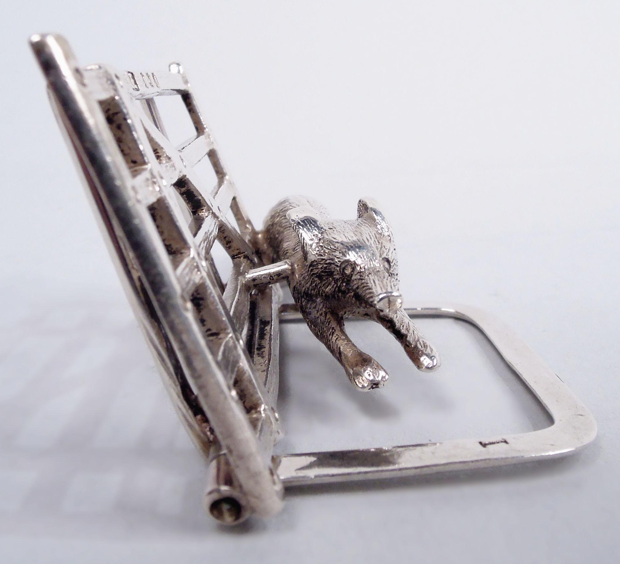 Set of 3 Antique English Edwardian Fox & Gate Place Card Holders (Frühes 20. Jahrhundert) im Angebot