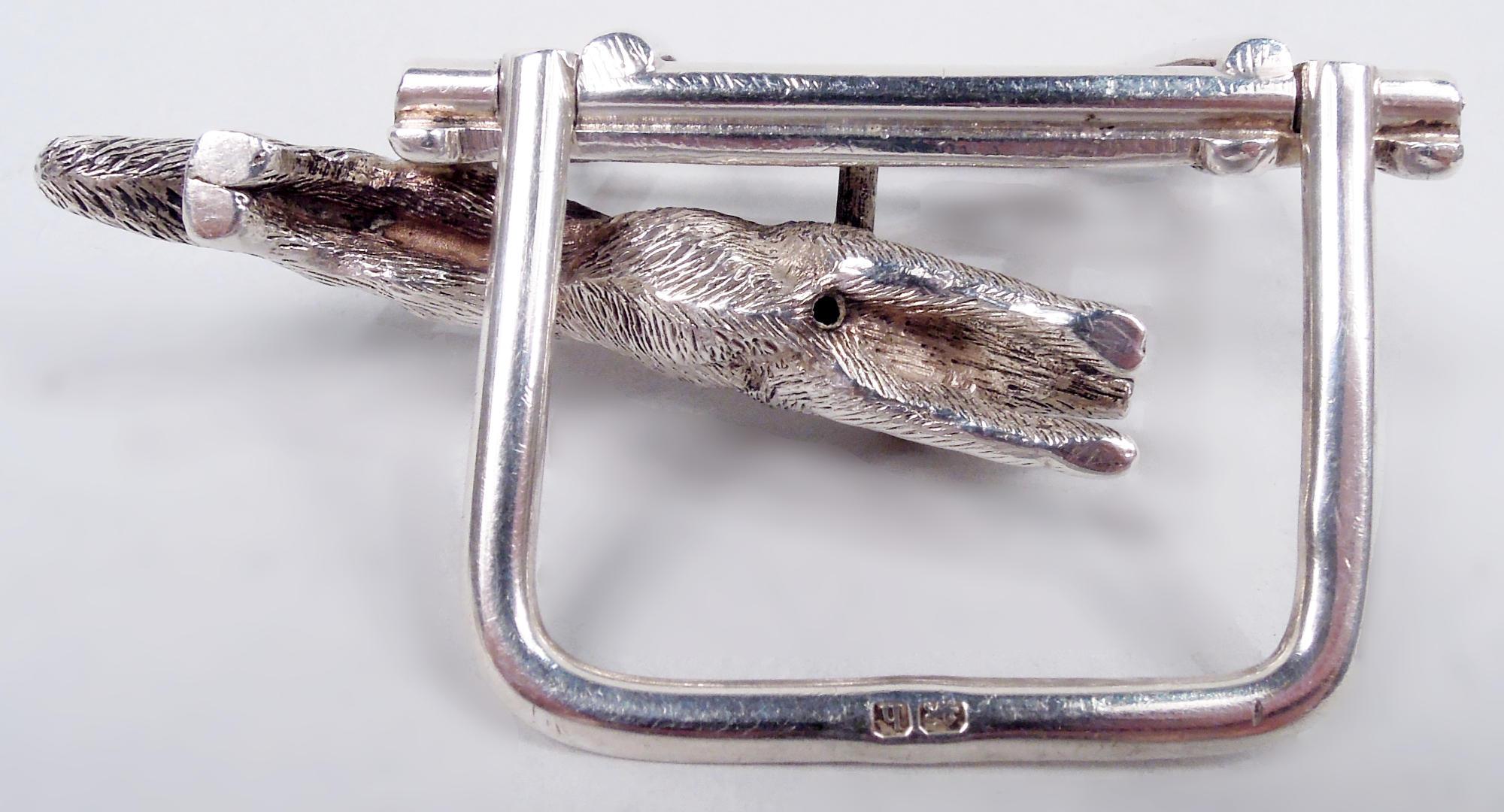 Set of 3 Antique English Edwardian Fox & Gate Place Card Holders im Angebot 1