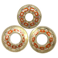 Set of 3 Antique English Porcelain Plates Hand Painted Church Gresley Ca.1820