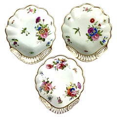 Set of 3 Antique English Shell-Shaped Dishes Pearlware Circa 1825