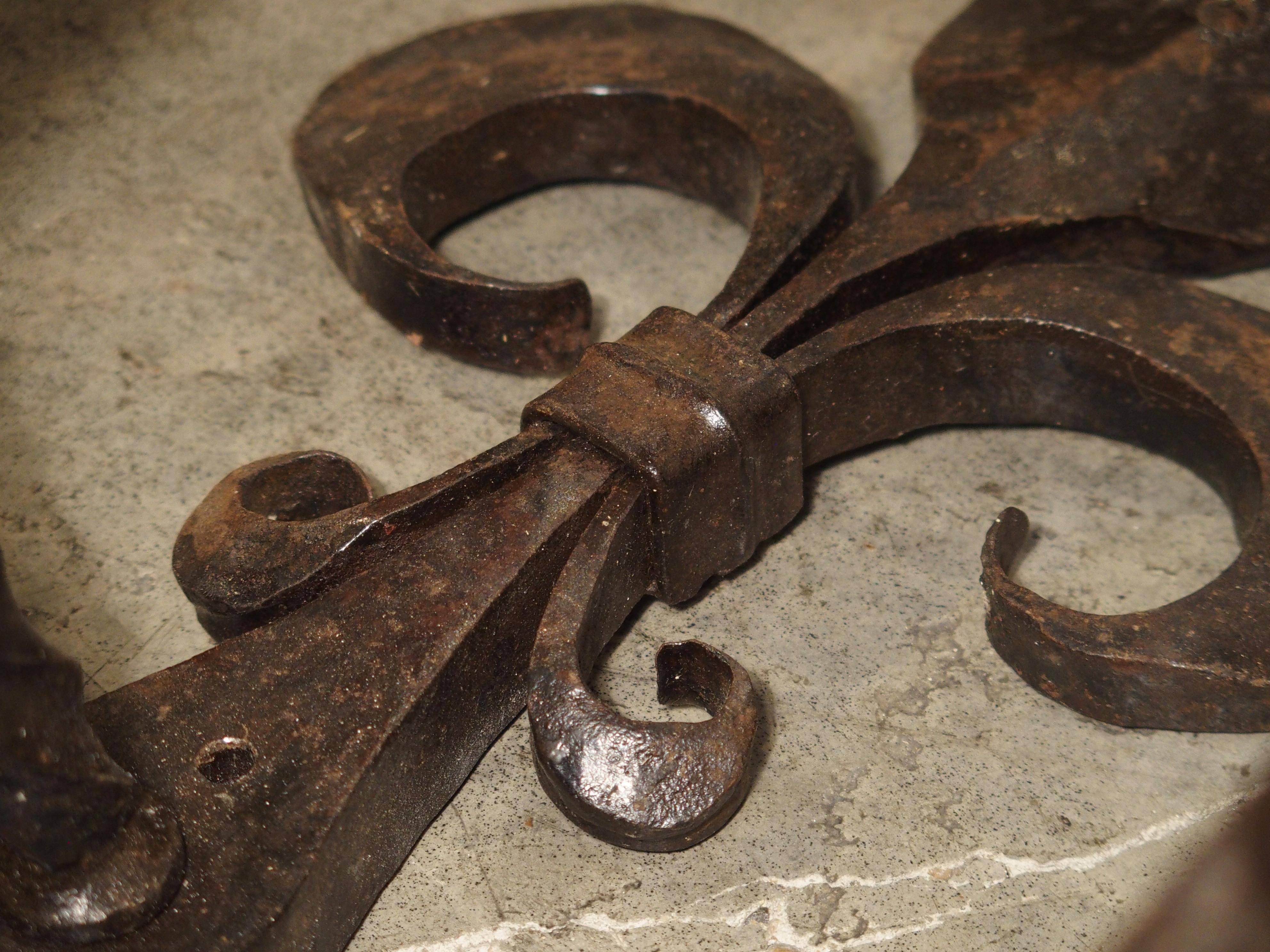 Set of 3 Antique Forged Iron Sconces from France, circa 1900 3