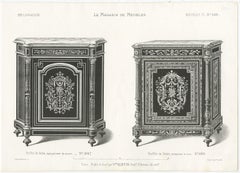 Set of 3 Antique Furniture Prints of Buffets and a Vitrine by Quetin