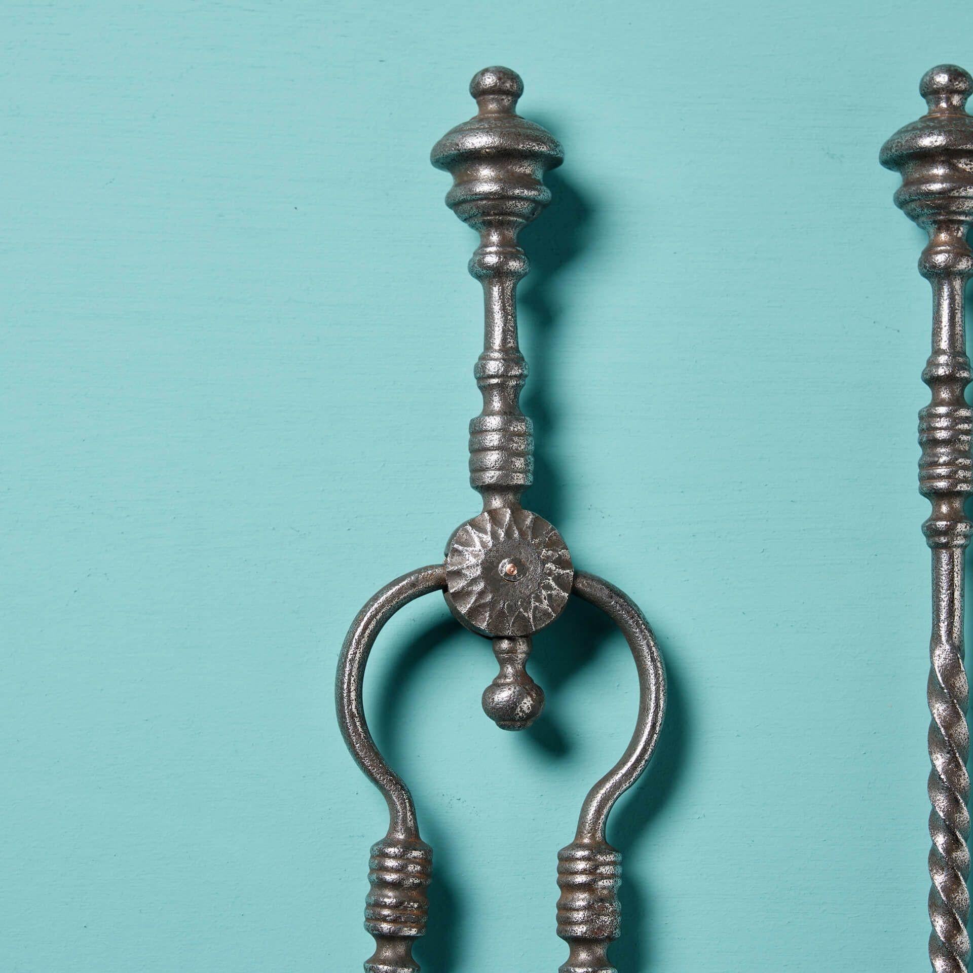 English Set of 3 Antique Georgian Fire Irons For Sale