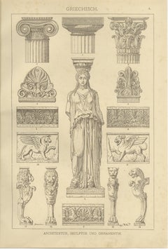 Set of 3 Antique Greek Architecture and Ornament Prints from 1887, Neoclassical