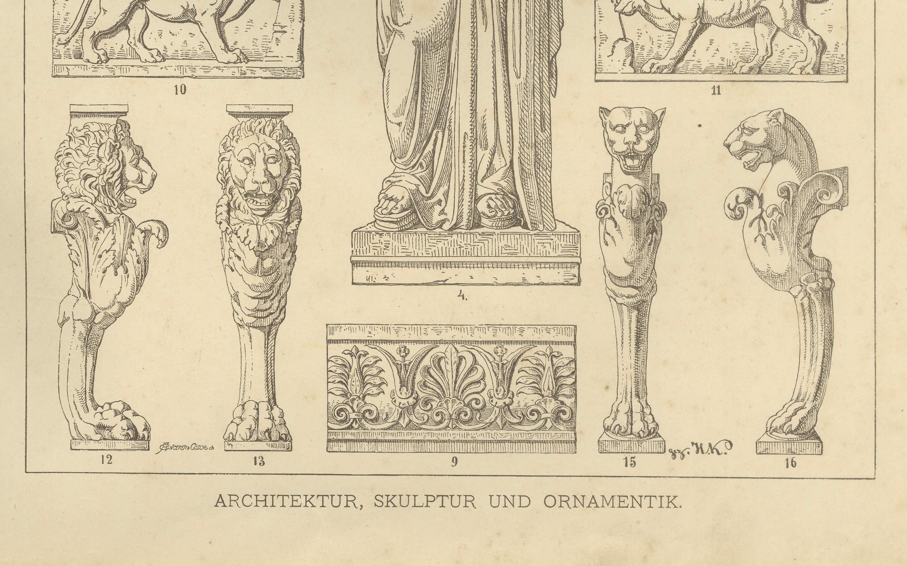 Ensemble de 3 estampes d'architecture et d'ornement grecques anciennes de 1887, néoclassiques en vente 4