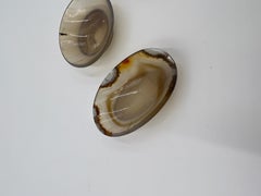 Set of 3 Antique Hand Carved Russian Agate Open Salt Dishes