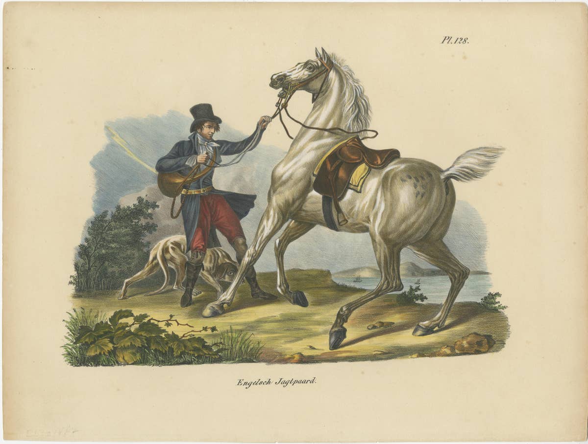 Set of 3 Antique Hand Colored Prints of English Horses