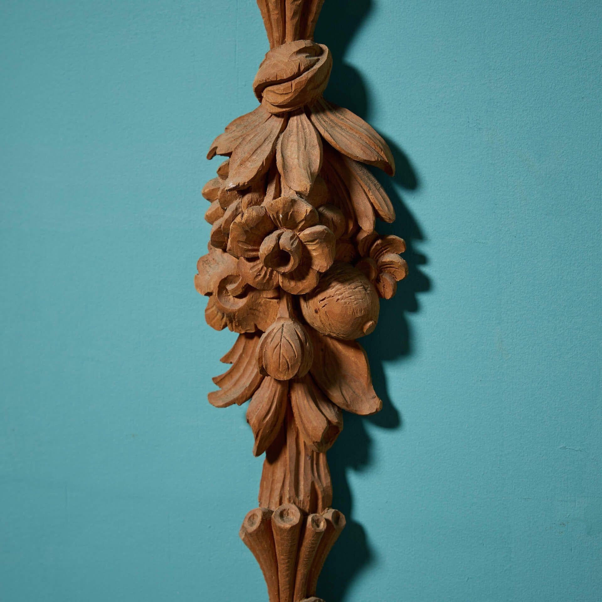 Georgian Set of 3 Antique Handcarved Floral Architectural Elements For Sale