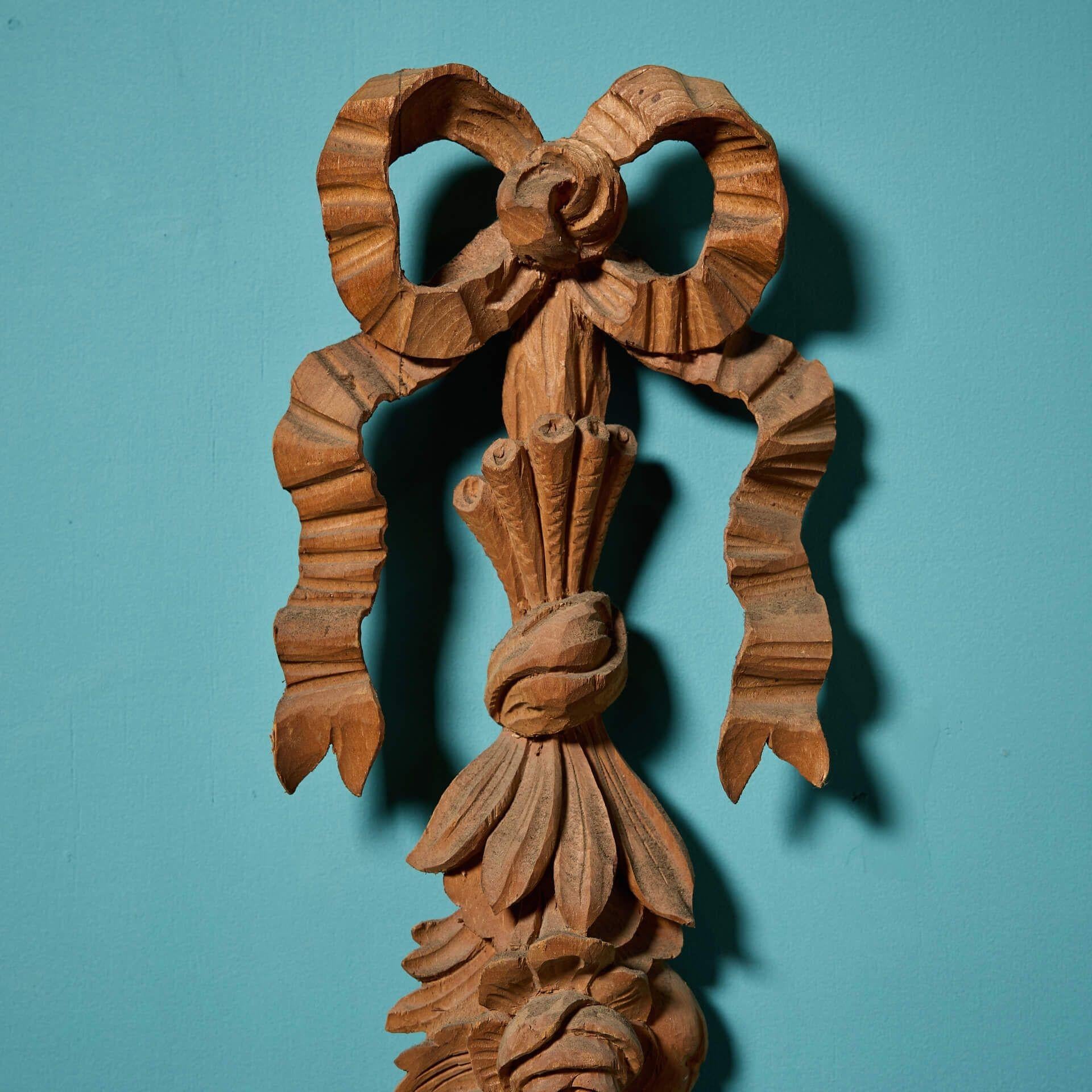 Hand-Carved Set of 3 Antique Handcarved Floral Architectural Elements For Sale