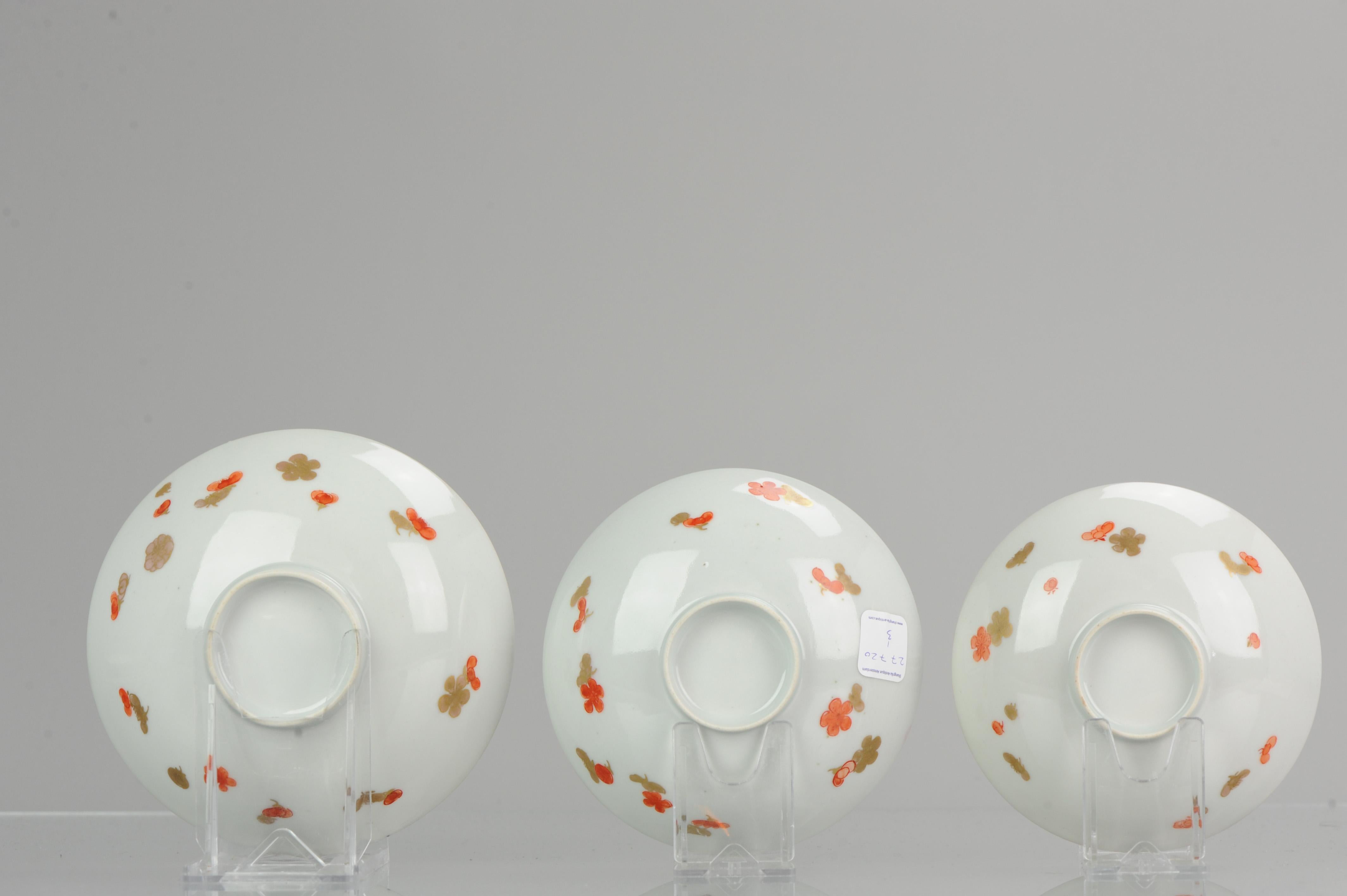 18th Century and Earlier Set of 3 Antique Japanese Footed Bowls Porcelain Dish Japan, 18/19th Century For Sale
