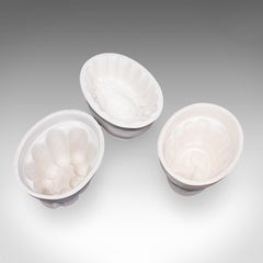 Set of 3 Antique Jelly Moulds, English, Ceramic, Kitchen Accessory, Victorian