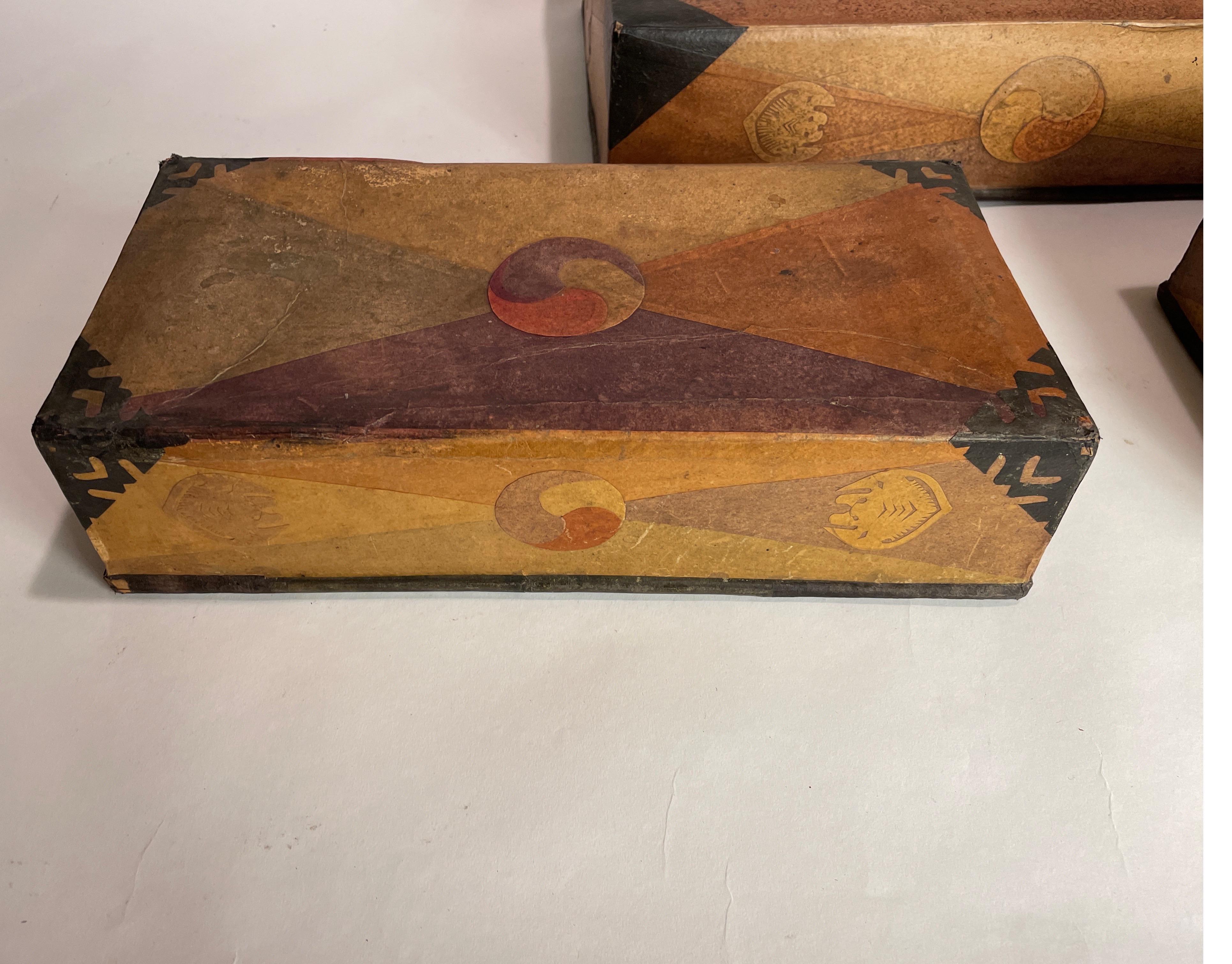 Set of 3 Antique Korean Papier Mâché Sewing Boxes For Sale 1