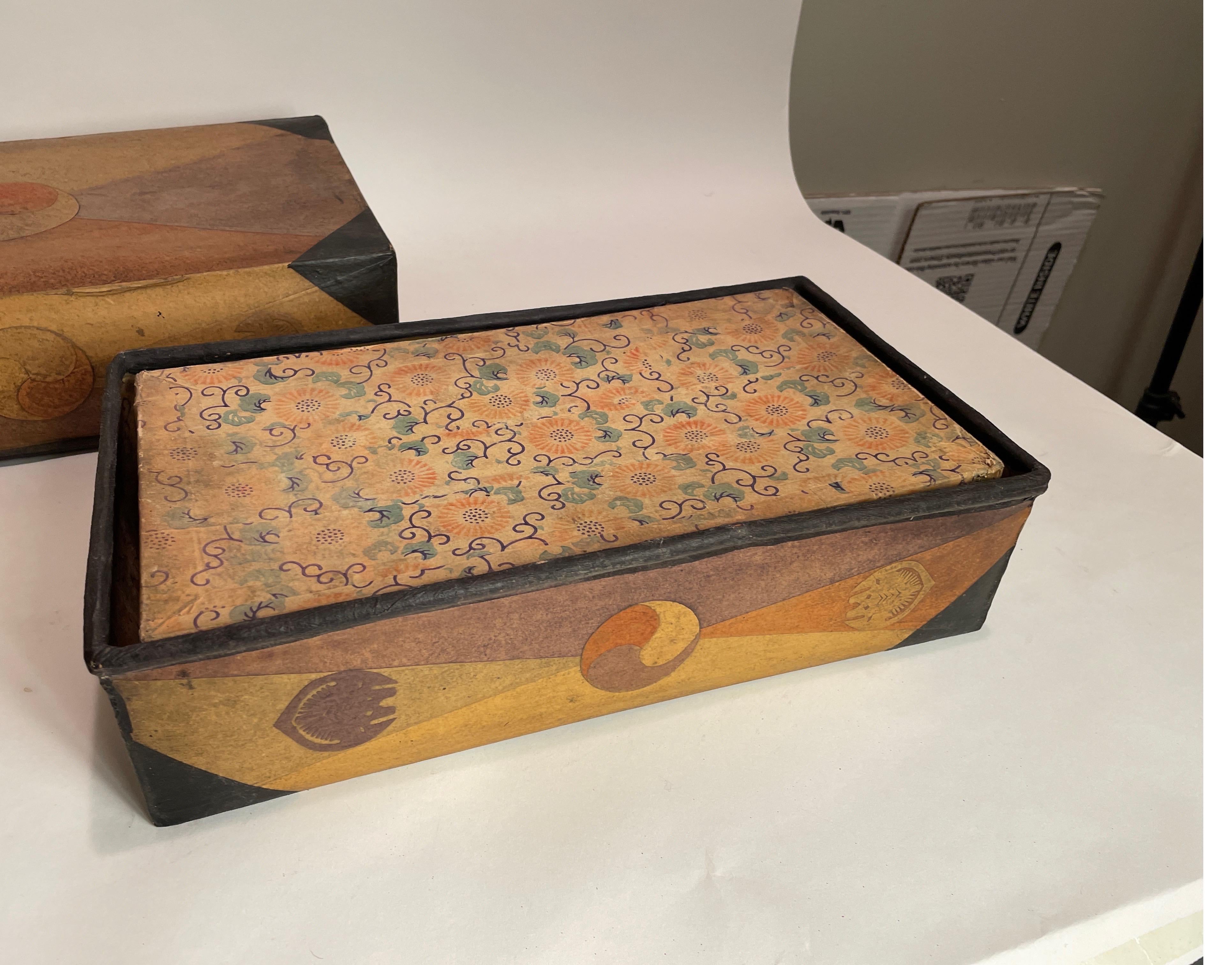Set of 3 Antique Korean Papier Mâché Sewing Boxes For Sale 3