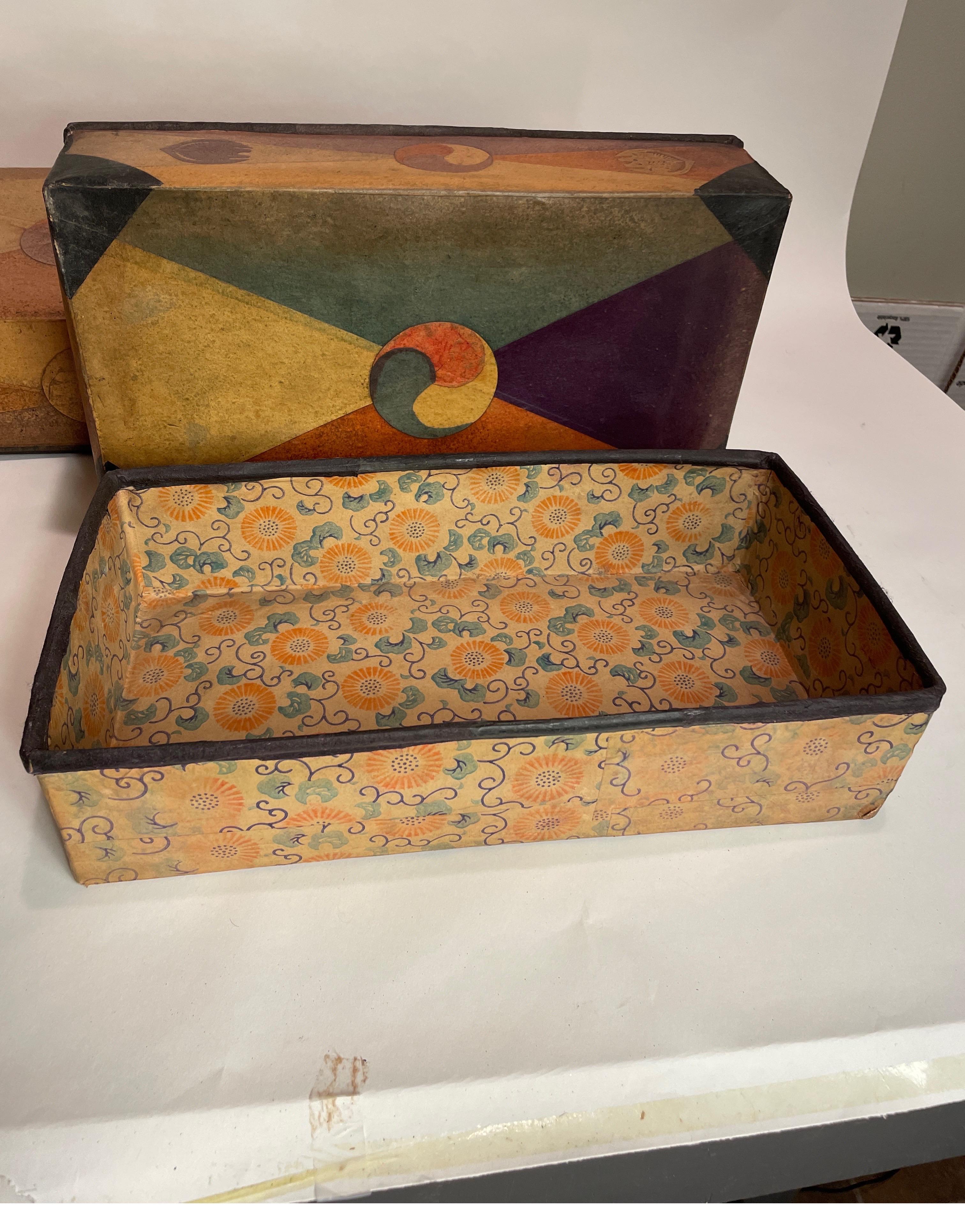 Set of 3 Antique Korean Papier Mâché Sewing Boxes For Sale 4