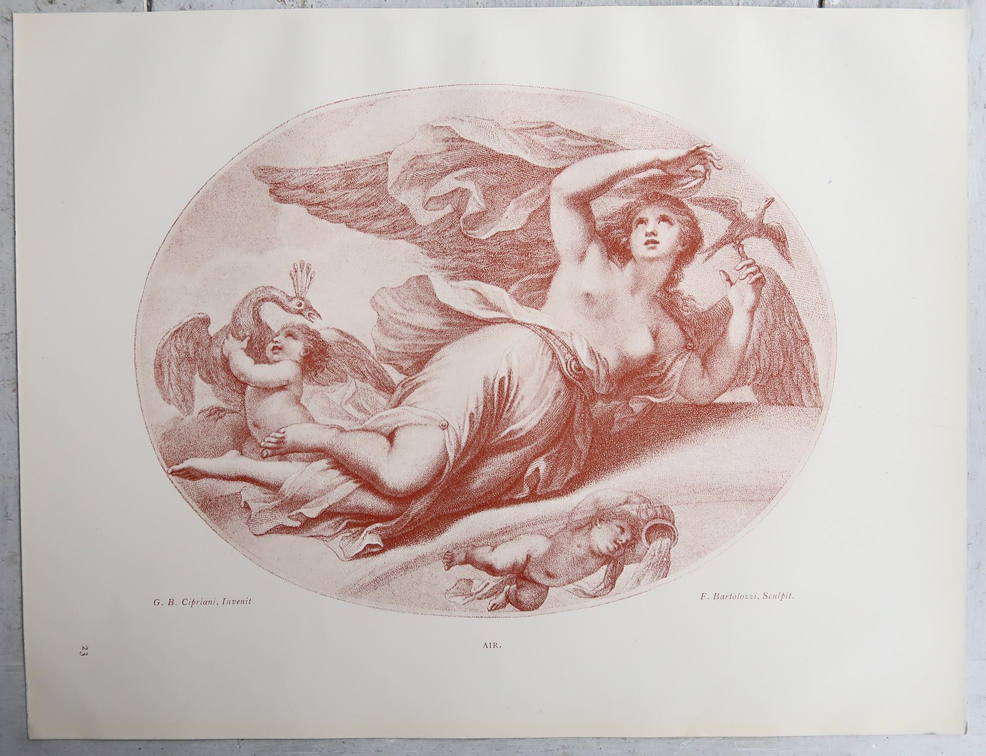 Wonderful red ochre prints of 18th Century Francesco Bartolozzi engravings after Cipriani.

Publshed by Otto Limited, London 1907

Text on verso

The measurement is the paper size

Unframed