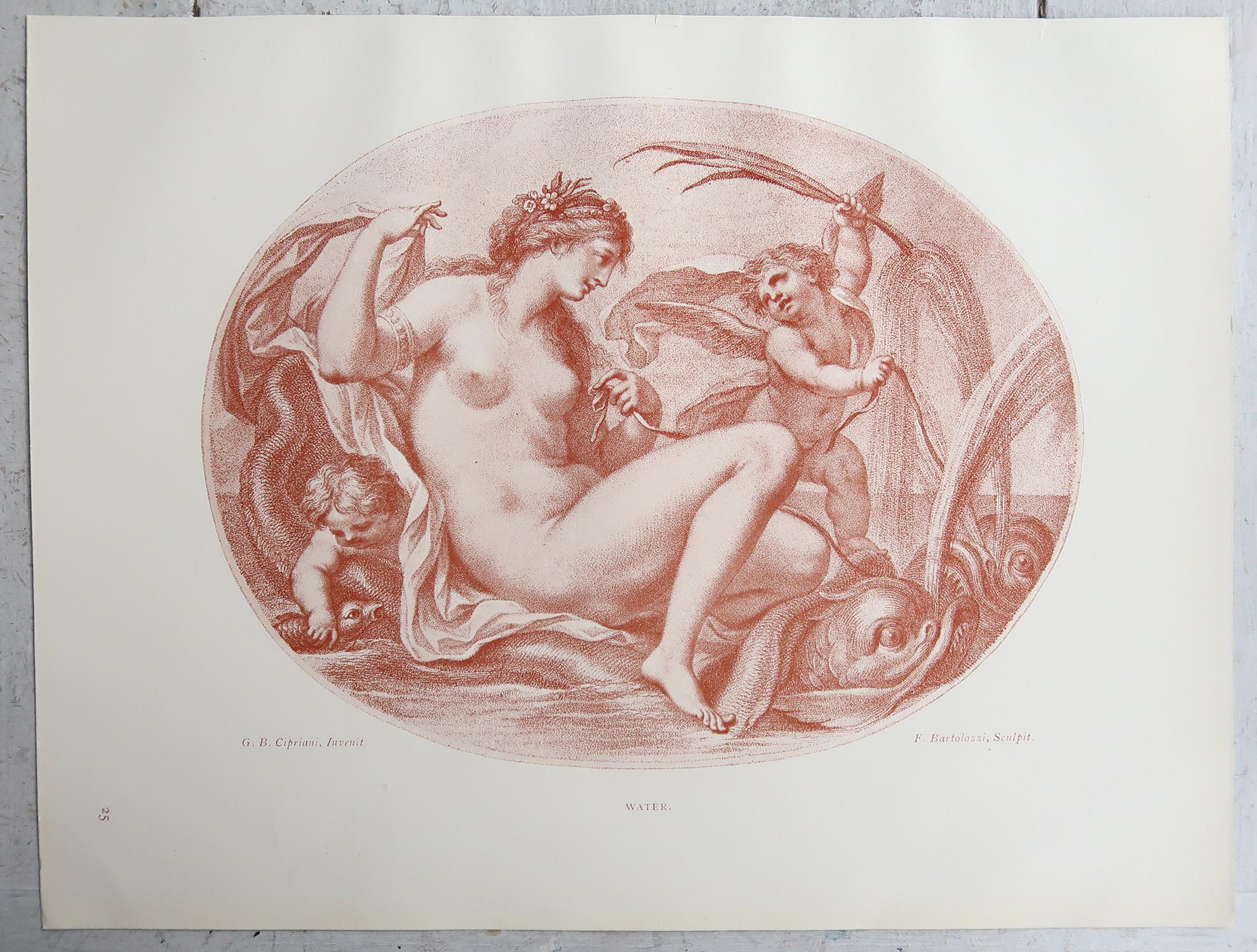 Neoclassical Set of 3 Antique Neo-Classical Bartolozzi Prints. 1907 For Sale