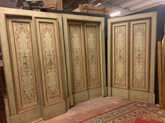 Set di 3 porte doppie antiche dipinte con cornice originale, Italia del XVIII secolo