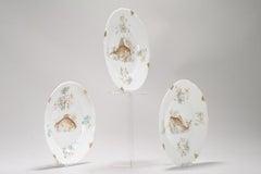 Set of 3 Antique Porcelain Dinner Dishes Fishes, Austria, Ca 1900