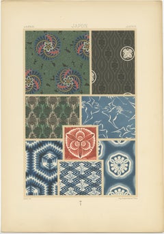Set Of 3 Antique Prints of Japanese Motifs by Racinet, 'circa 1890'
