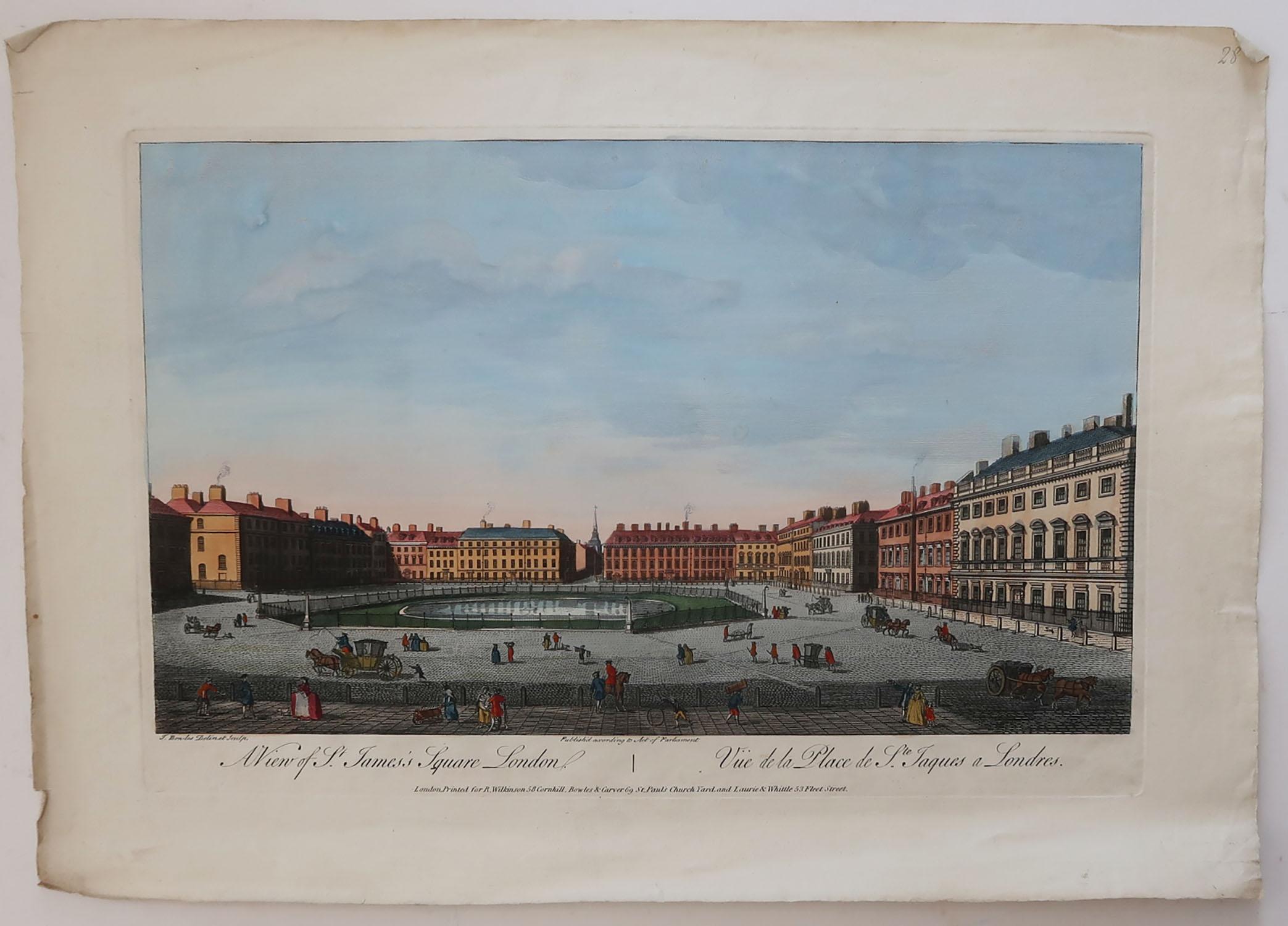 Georgian Set of 3 Antique Prints of London After Thomas Bowles, circa 1820