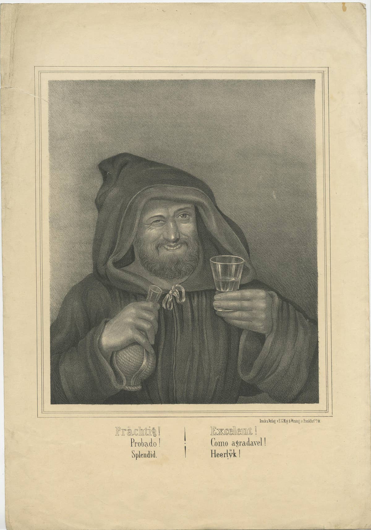 Set of 3 Antique Prints of Monks committing Sins by May & Wirsing, 'c.1850'