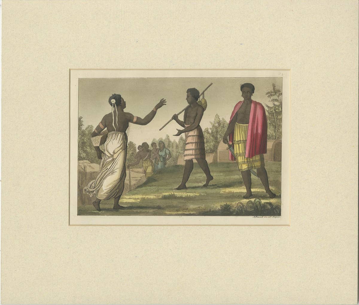 Set of 3 Antique Prints of Natives of Africa by Ferrario, 1819