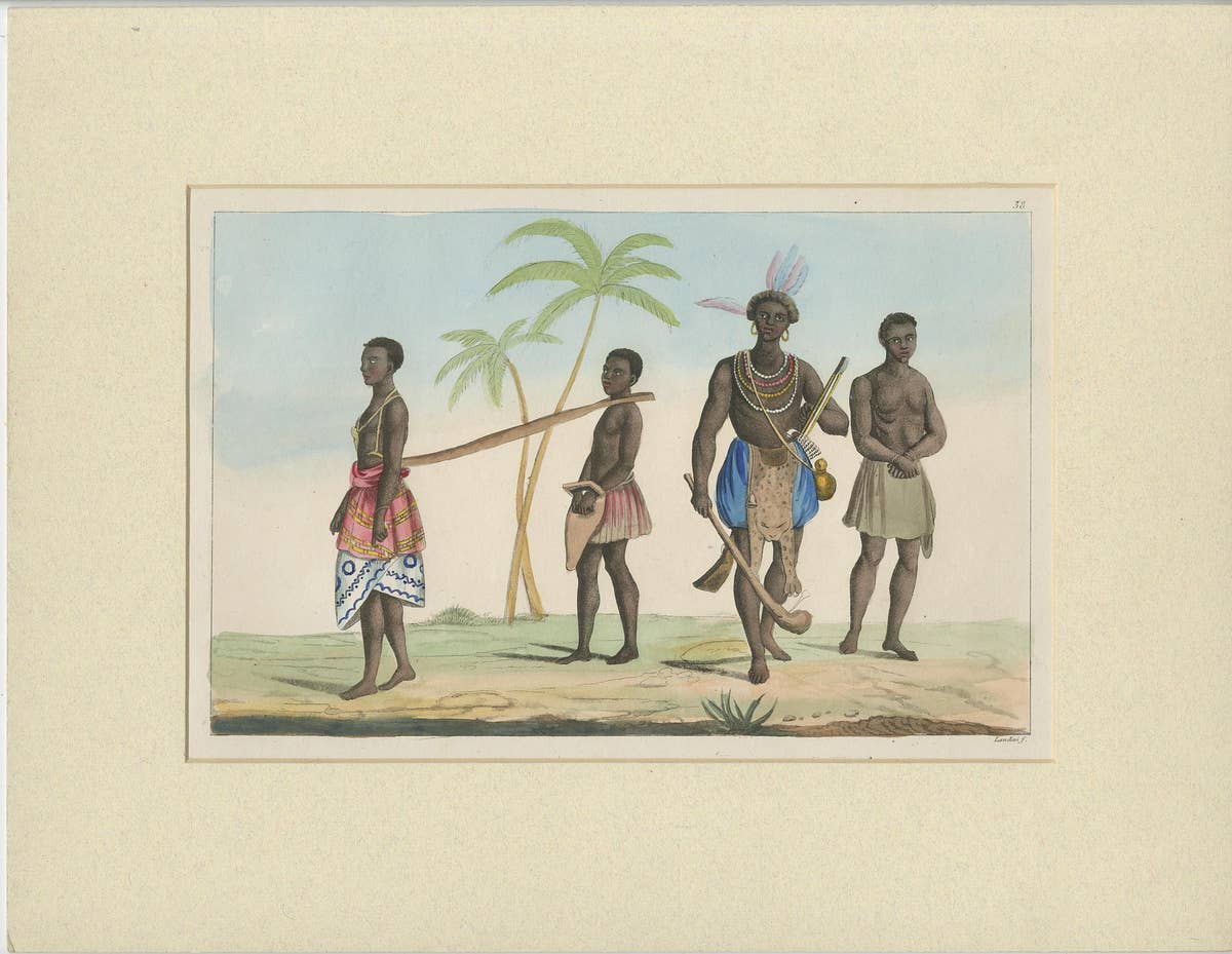 Set of 3 Antique Prints of Natives of Africa by Ferrario, 1819