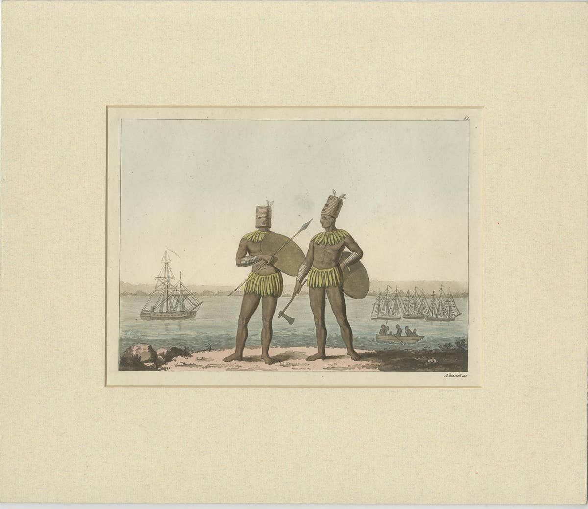 Set of 3 Antique Prints of Natives of Africa by Ferrario, 1819