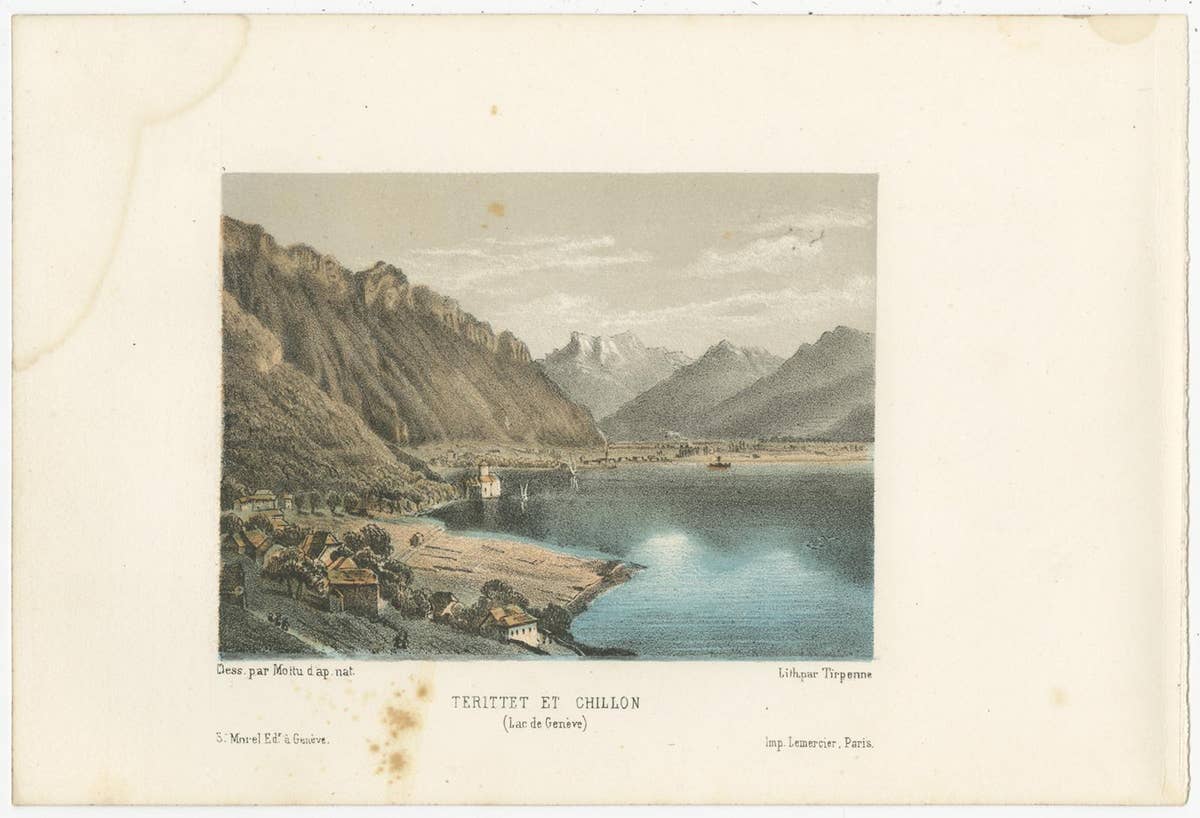 Set of 3 Antique Prints of Switzerland, Chillon, by Morel 'circa 1850'