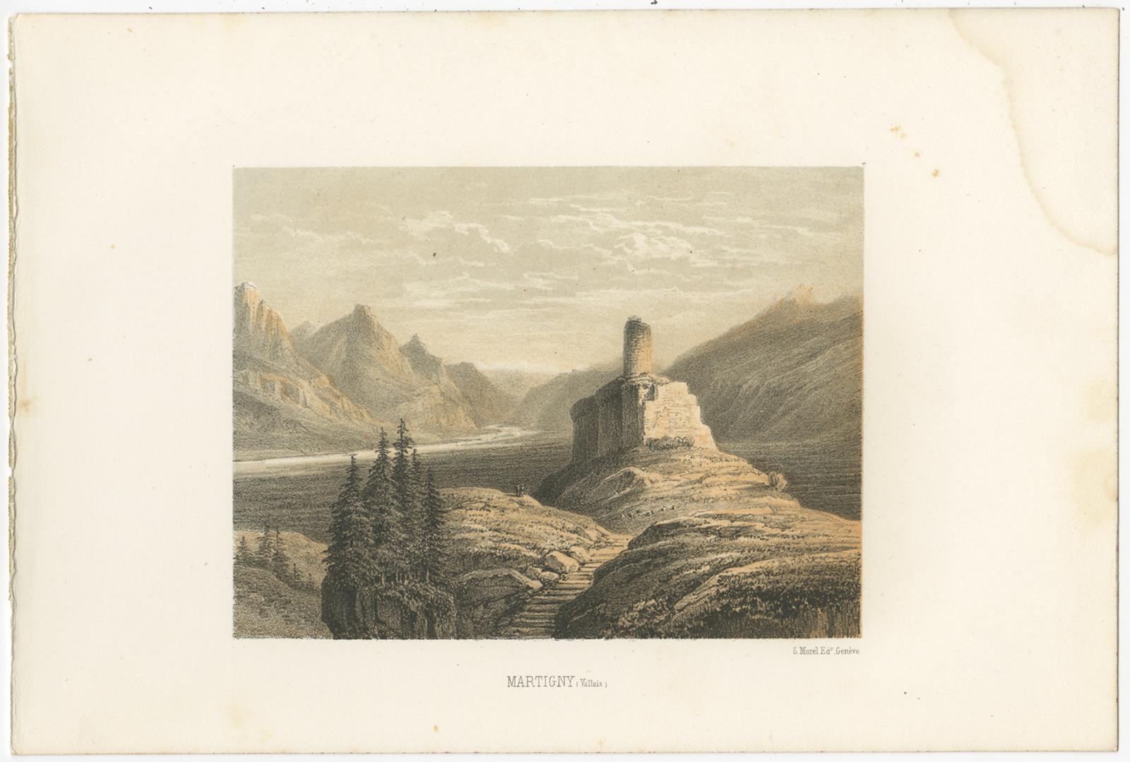 Set of three views of Switzerland, Saint-Gervais and Valais region. These prints originate from 'Souvenirs de la Suisse'. Published by S. Morel, circa 1850.