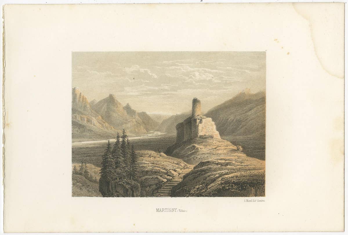 Set of 3 Antique Prints of Switzerland, Valais, by Morel, circa 1850