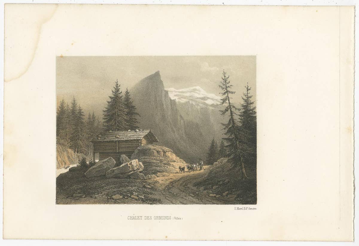 Set of 3 Antique Prints of Switzerland, Valais, by Morel, circa 1850