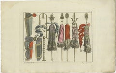 Set of 3 Antique Prints of Turkish Costumes & Utensils in the Middle Ages, 1810
