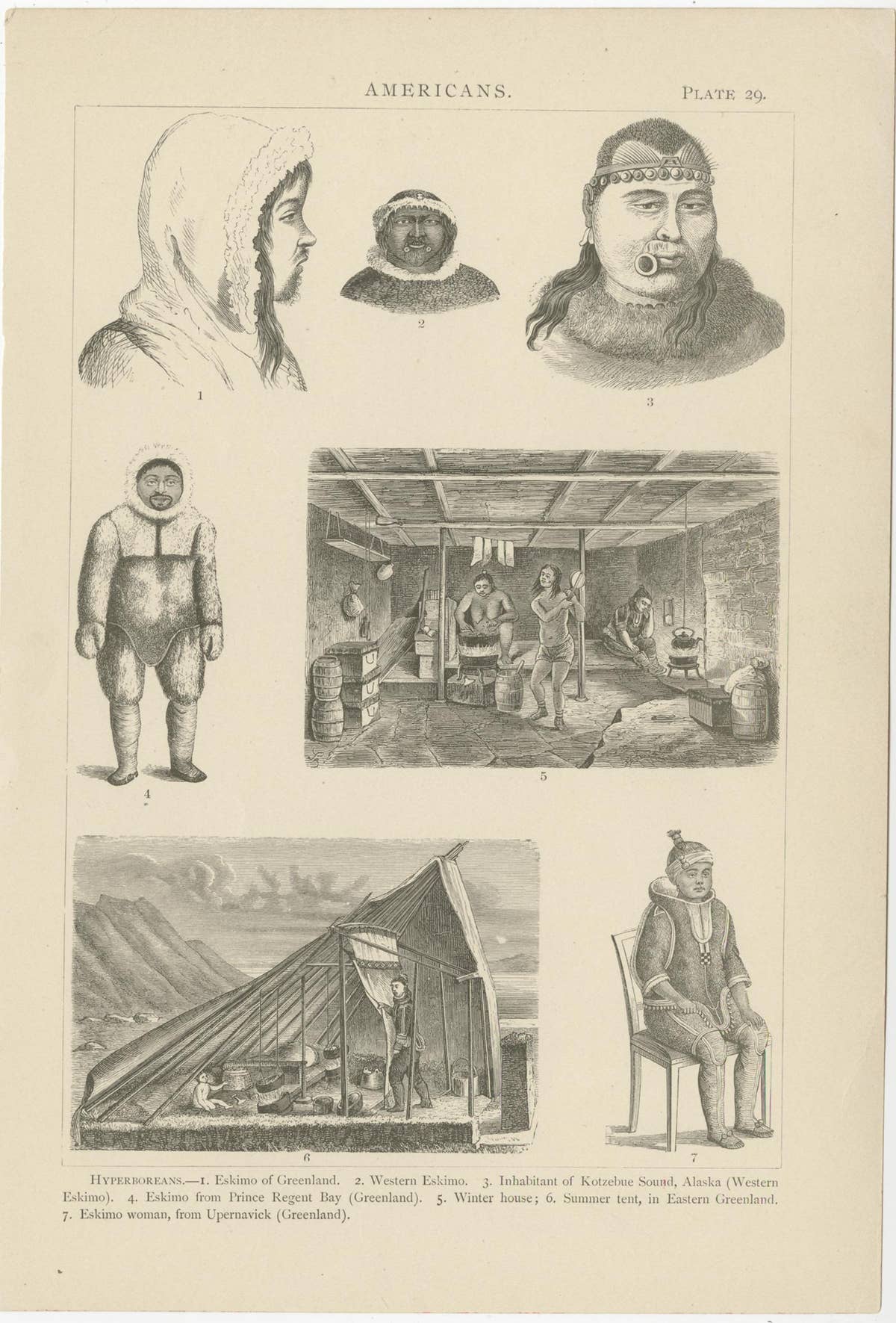 Set of 3 Antique Prints of Various Figures and Objects of Canada and Alaska