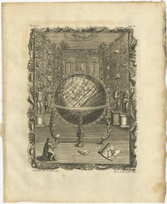 Ensemble de 3 estampes anciennes de globes et d'hémisphères divers par Van Dren, 1749