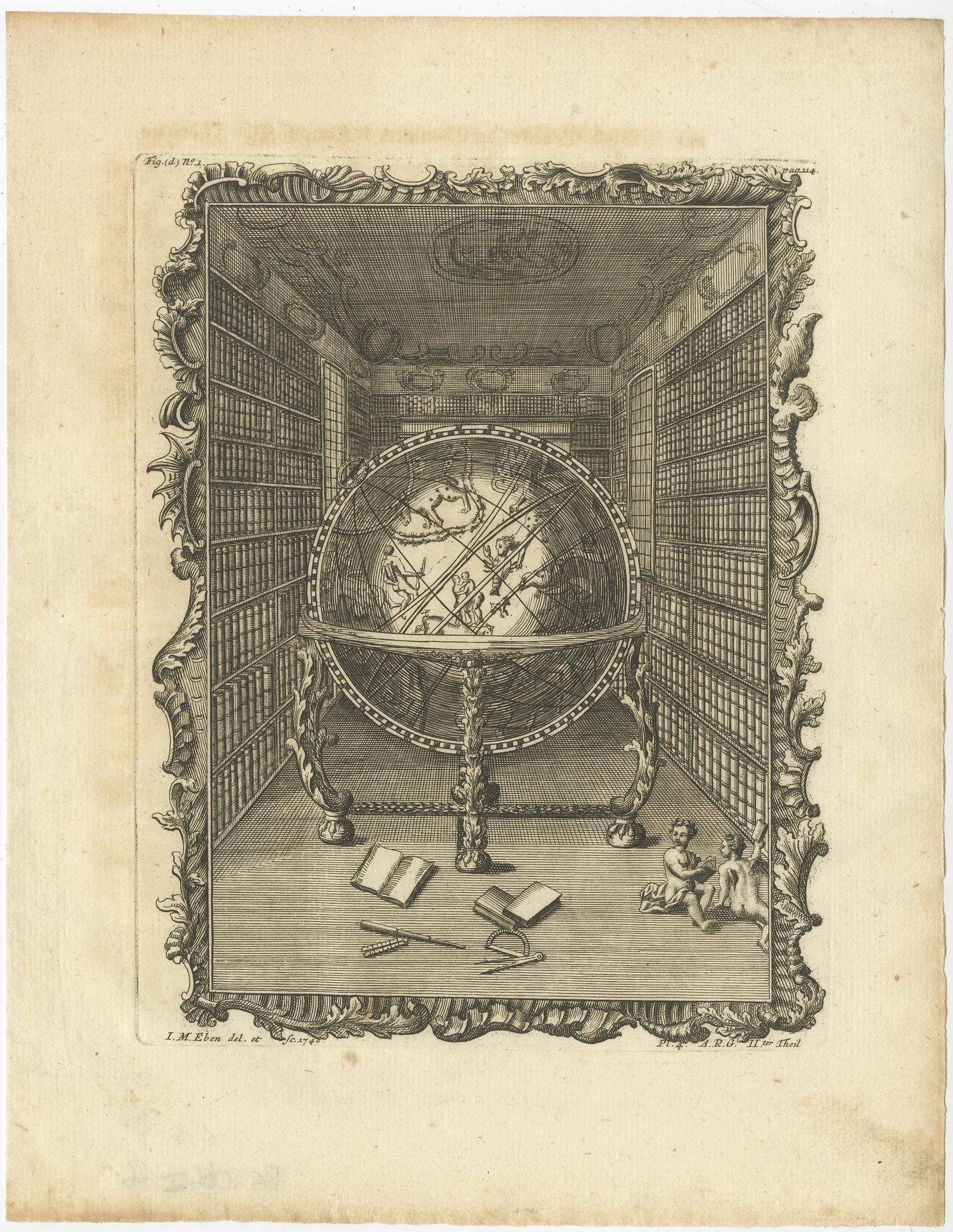18th Century Set of 3 Antique Prints of Various Globes and Hemispheres by Van Dùren, 1749 For Sale