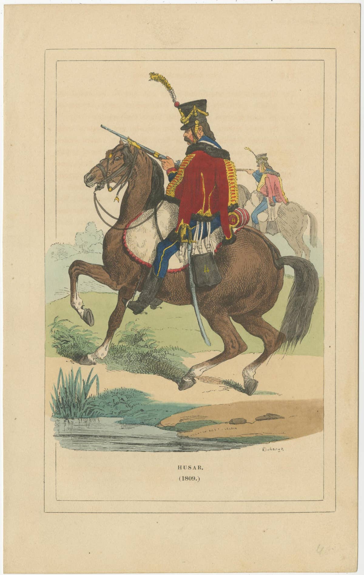 Set of 3 Antique Prints of Various Soldiers by Weber, '1843'