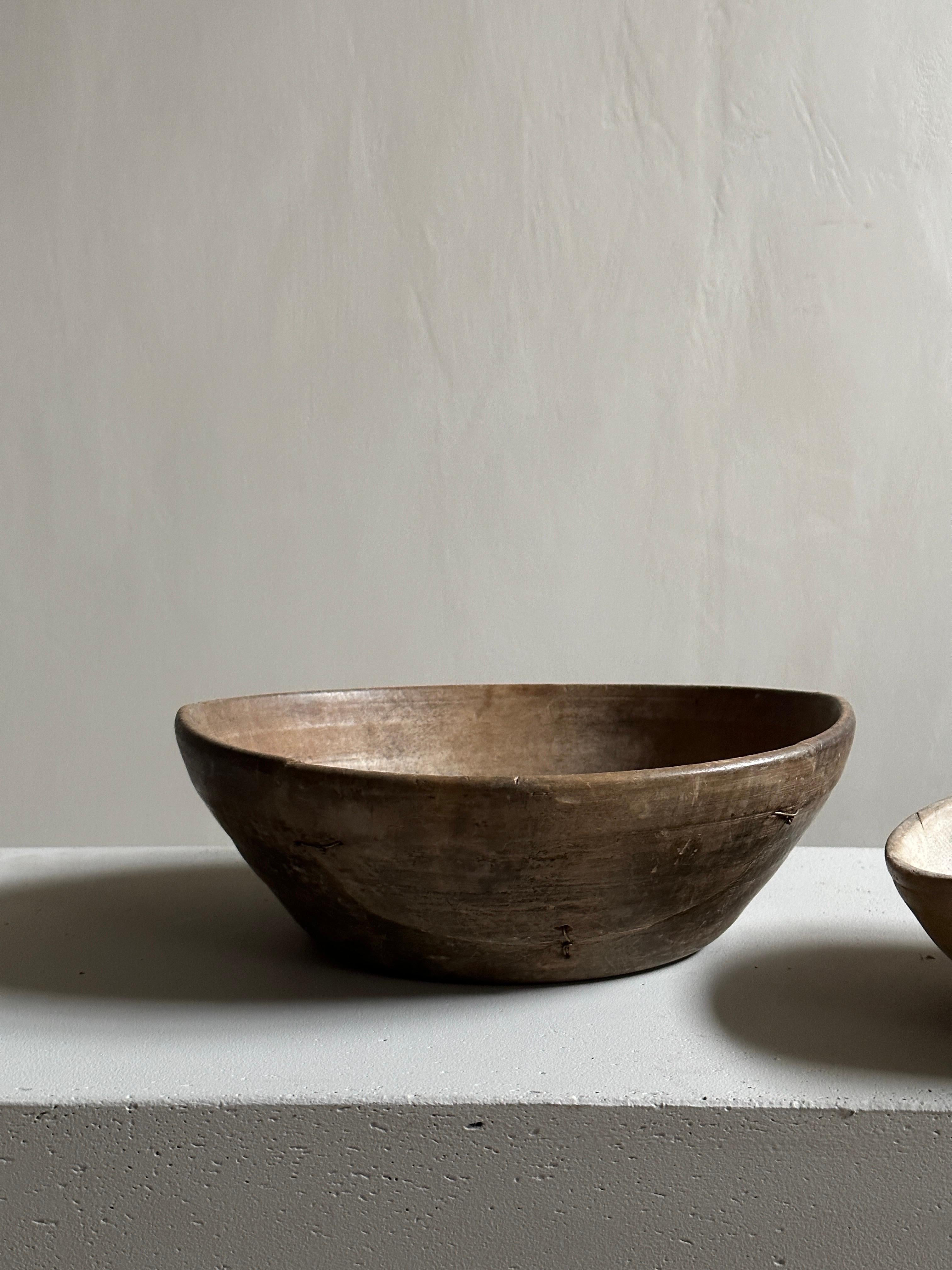 Swedish Set of 3 Antique Root Bowls, Wabi Sabi Style, Scandinavia, 1800s