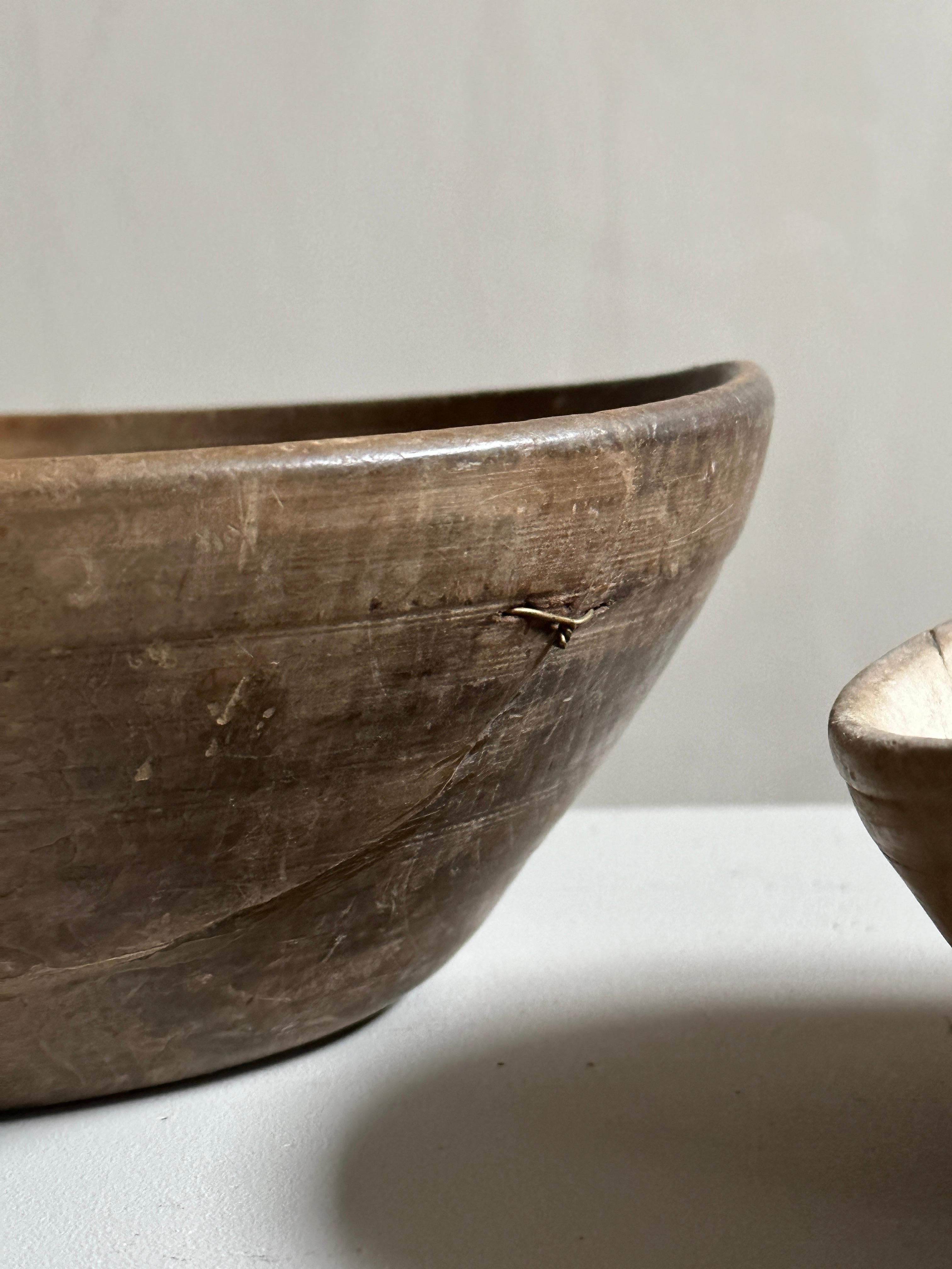 Set of 3 Antique Root Bowls, Wabi Sabi Style, Scandinavia, 1800s 1